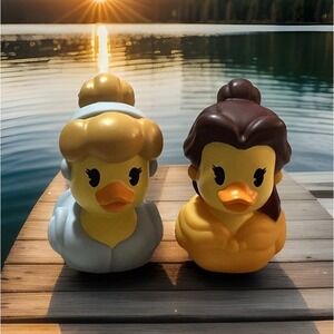 Disney Princess Belle And Cinderella Rubber Ducks Collectible Bath‎ Toys
